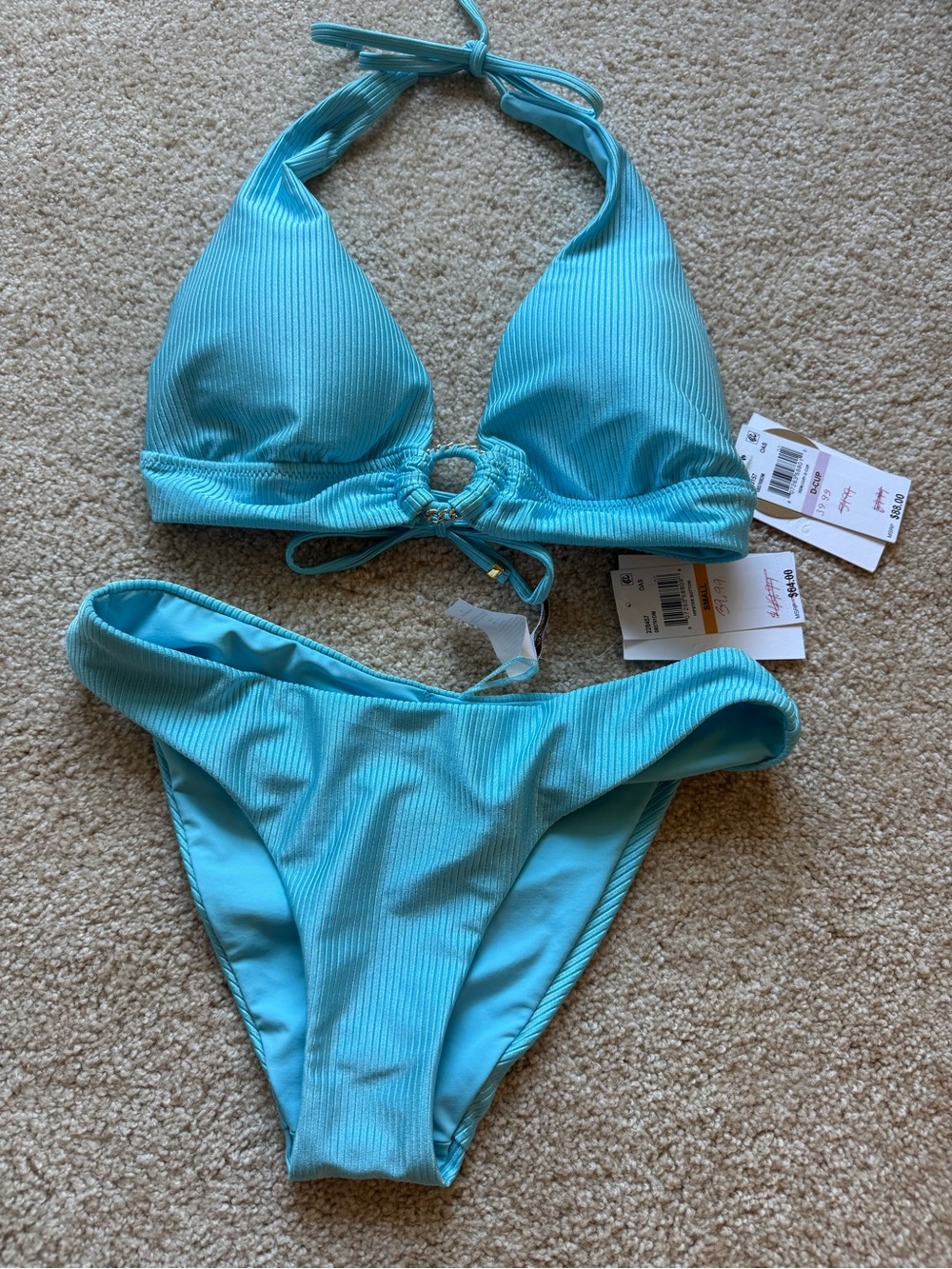 Becca by Rebecca Virtue Mira Halter Top, Adela Ruched Hipster Bikini Bottom, NWT